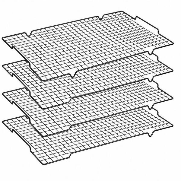 16 in. x 10 in. Wire Cooling Rack with Handle, Nonstick Baking Rack, Metal Mesh Cookie Rack (4-Pack)