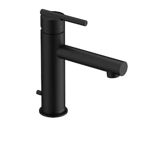 Parma Single Handle Single Hole Bathroom Faucet with Deckplate and Metal Pop-Up Drain Included in Satin Black