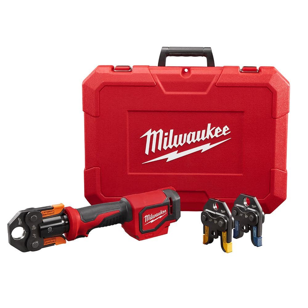 Milwaukee M18 18-Volt Lithium-Ion Cordless Short Throw PEX Press Tool Only  with (3) Viega PureFlow Jaws 2674-20P The Home Depot