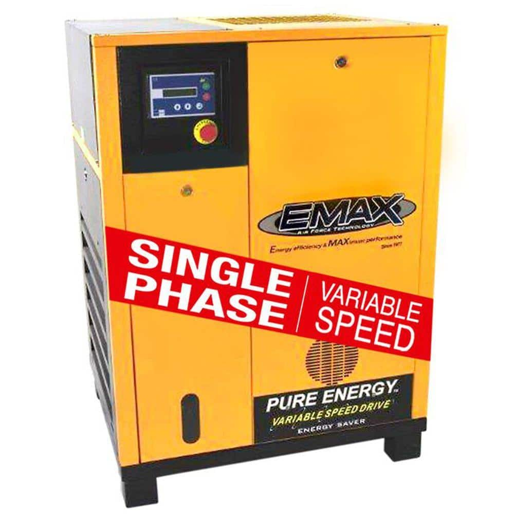 EMAX Premium Series 10 HP 208-Volt 1-Phase Electric Rotary Screw Air Compressor