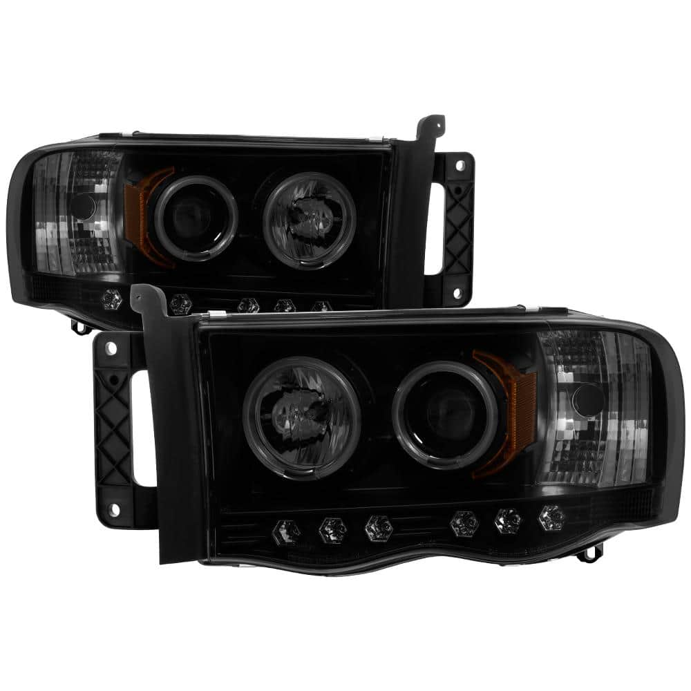 Spyder Auto Dodge Ram 1500 02-05 / Ram 2500/3500 03-05 Projector Headlights  - CCFL Halo - LED ( Replaceable LEDs ) - Black Smoke 5078797 - The Home