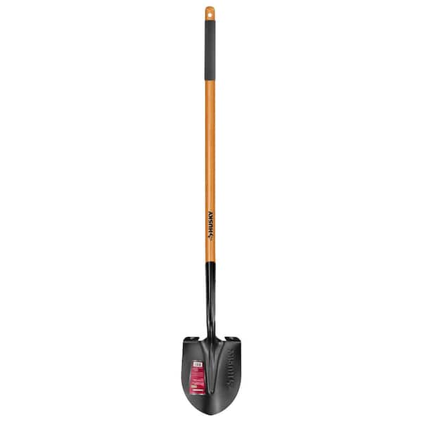 Husky 47 in. L Wood Handle Carbon Steel Digging Shovel with Grip