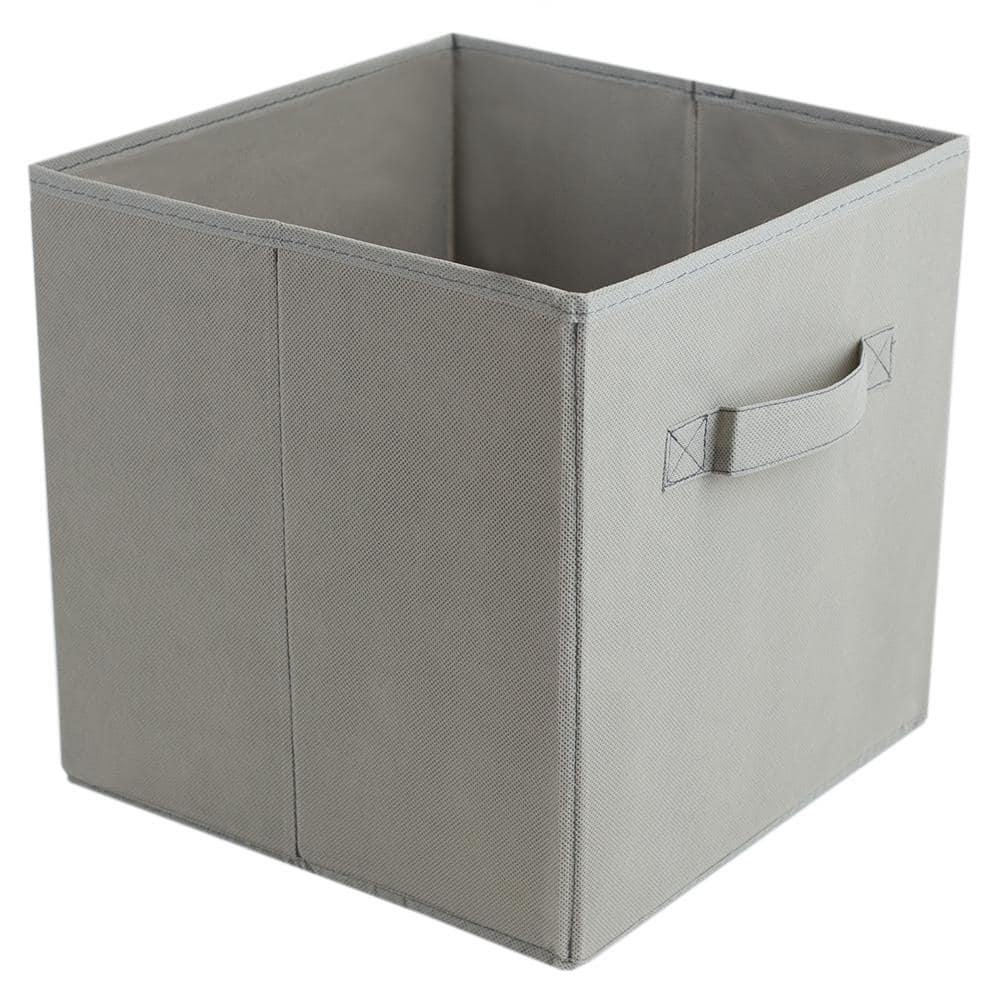 Home Basics 10.5 in. H x 10.5 in. W x 10.5 in. D Gray Fabric Cube ...