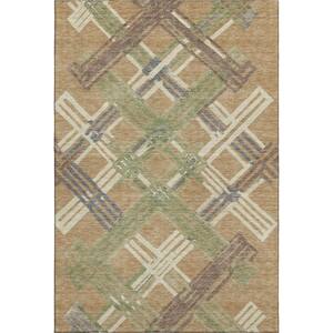 Mayfield Premium Machine Washable Abstract AMF2452 Gold 3 ft. x 5 ft. Area Rug