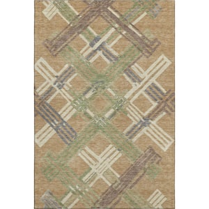 Mayfield Premium Machine Washable Abstract AMF2452 Gold 9 ft. x 12 ft. Area Rug