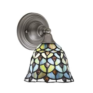 Fulton 1 Light Brushed Nickel Wall Sconce 7 in. Crescent Art Glass
