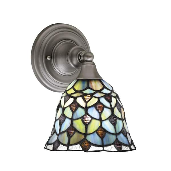 Unbranded Fulton 1 Light Brushed Nickel Wall Sconce 7 in. Crescent Art Glass