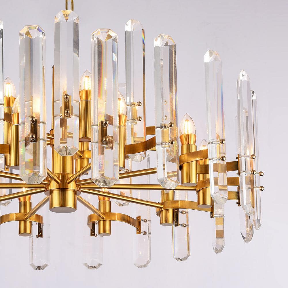 Elegant 25.5" Chrome Crystal Tiered Plug-in Chandelier