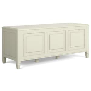 Connaught Antique White Dining Bench SOLID WOOD 51-inch - Wide Traditional Storage Bench Trunk