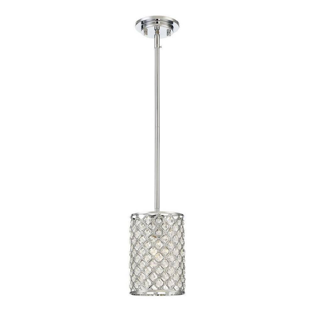 6.25 in. W x 8.38 in. H 1-Light Chrome Mini Pendant Light with Crystal Woven Shade price history on PriceWatchPro