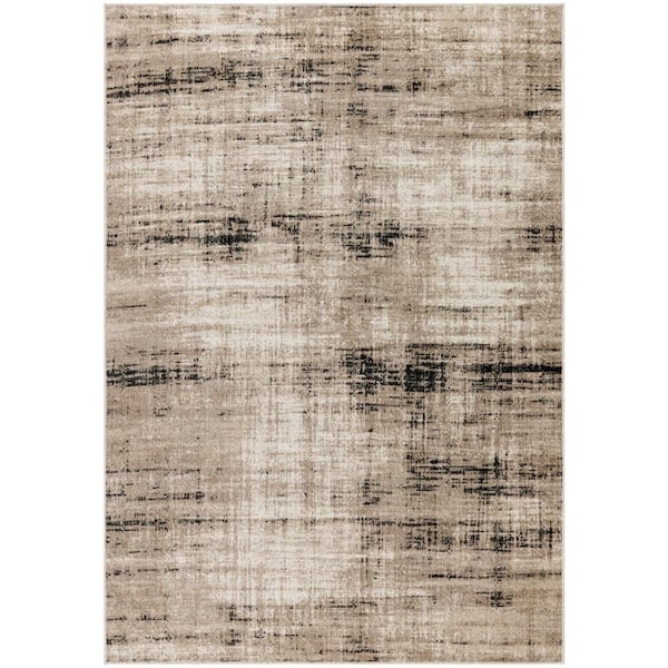 Nourison Washable Decor Ivory Mocha 8 ft. x 10 ft. Abstract Contemporary Area Rug