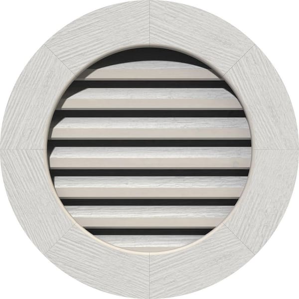 Ekena Millwork 27" x 27" Round Primed Rough Sawn Western Red Cedar Wood Paintable Gable Louver Vent Functional