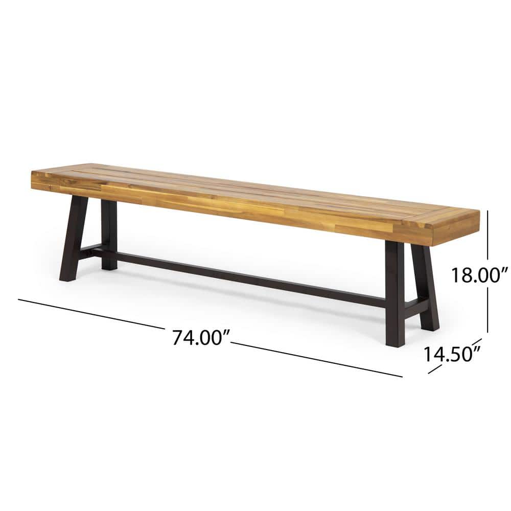Teak Brown Iron Frame 3-Piece Outdoor Dining Set