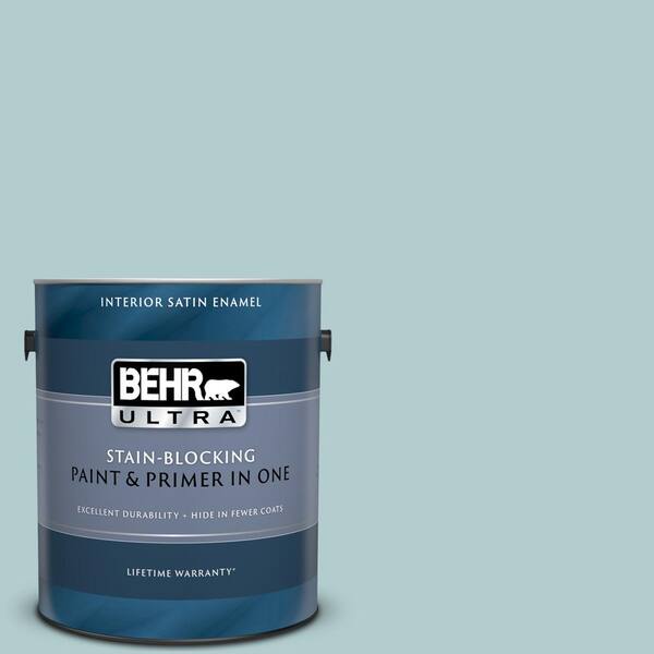 BEHR ULTRA 1 gal. #UL220-8 Clear Pond Satin Enamel Interior Paint and Primer in One
