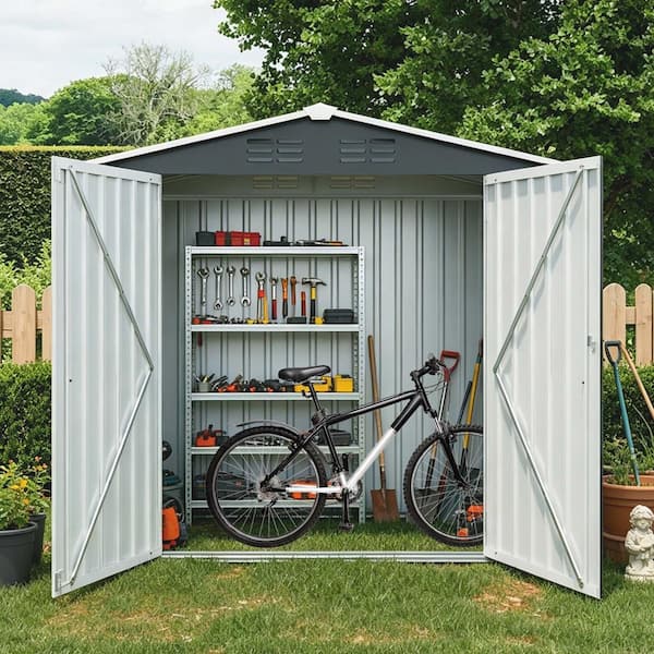8 ft. W x 4 ft. D Outdoor Metal Storage Shed with Lockable Latch
