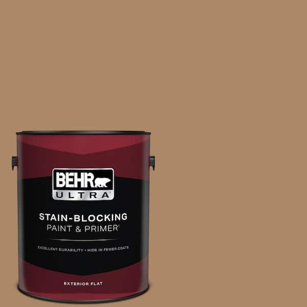 BEHR ULTRA 1 gal. #BIC-44 Chamois Leather Flat Exterior Paint & Primer