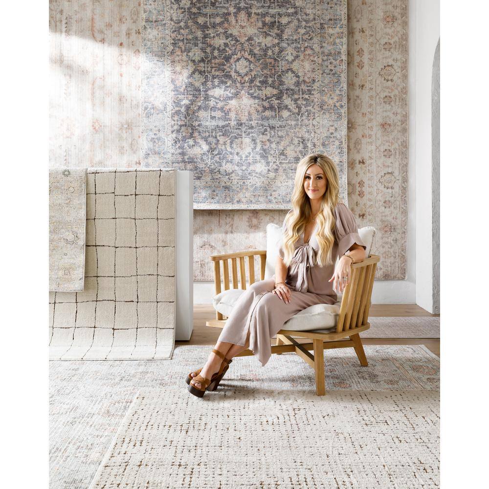 Ivory and Light Gray Synthetic Reversible Runner Rug, 2'6" x 7'3"
