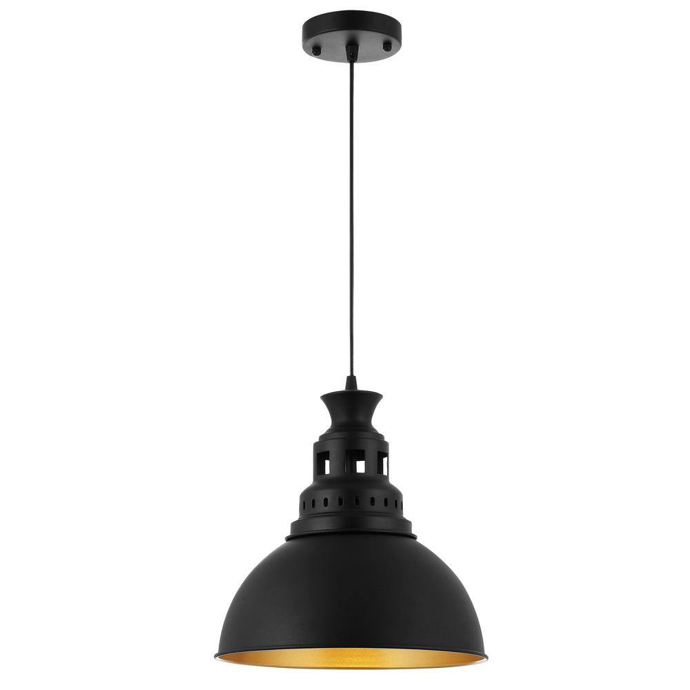 Wingbo 1-light Industrial Metal Pendant Light Black Single Dome Pendant 