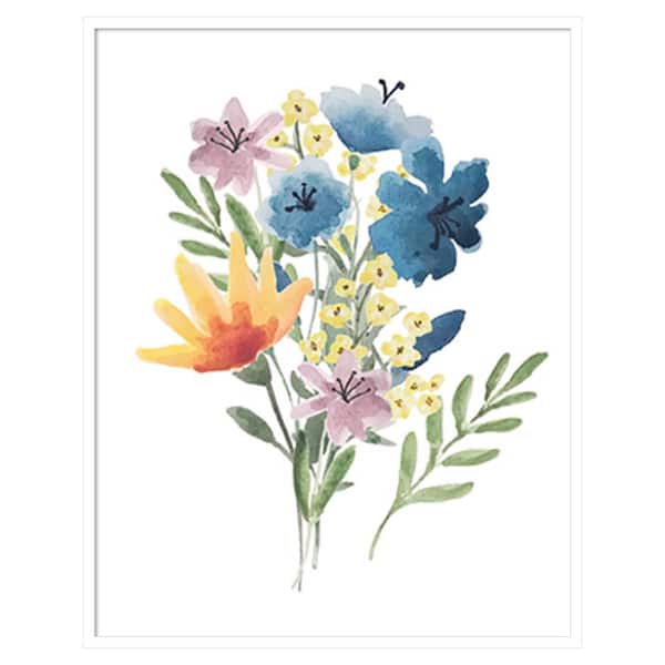 Amanti Art Flower Burst I by Hartworks 33 in. W x 41 in. H. Wood Framed Wall Art Print Framed in White