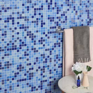 Rapids Siesta Sky 12.2 in. x 18.1 in. Polished Glass Floor and Wall Mosaic Pool Tile (1.53 sq. ft./Sheet)