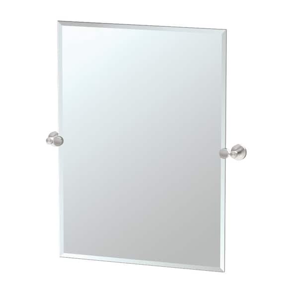 Gatco Glam 24 in. W x 32 in. H Frameless Rectangular Beveled Edge Bathroom Vanity Mirror in Satin Nickel