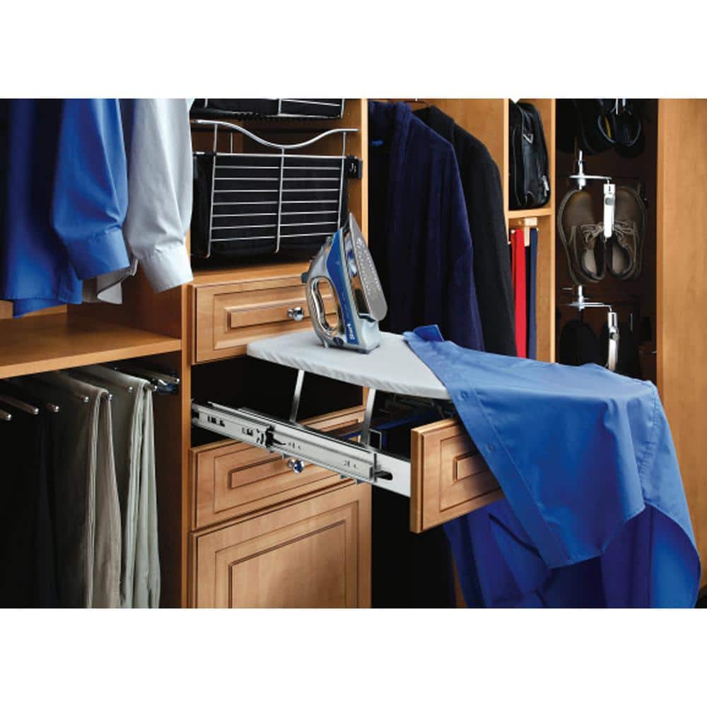 Chrome Pull-Out Foldaway Ironing Board for Cabinet Drawer