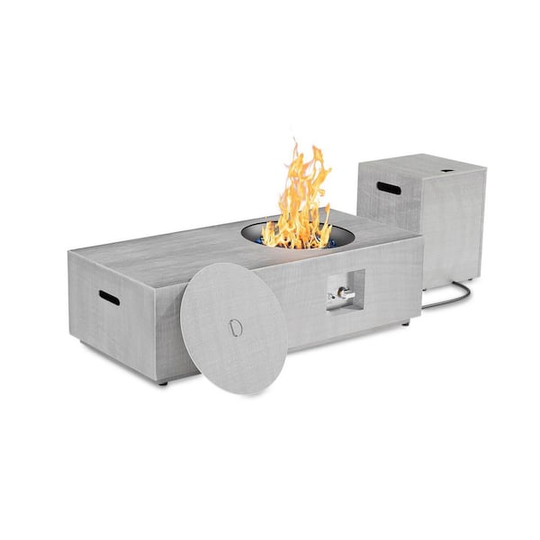 48 in. 50,000 BTU Rectangle Outdoor Propane Gas Fire Pit Table in Gray