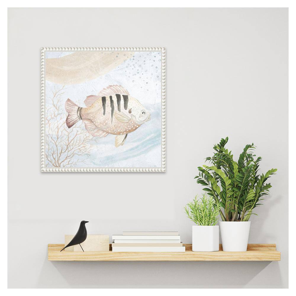 Ocean Oasis Waves Tropical Fish II Canvas Art with White Frame