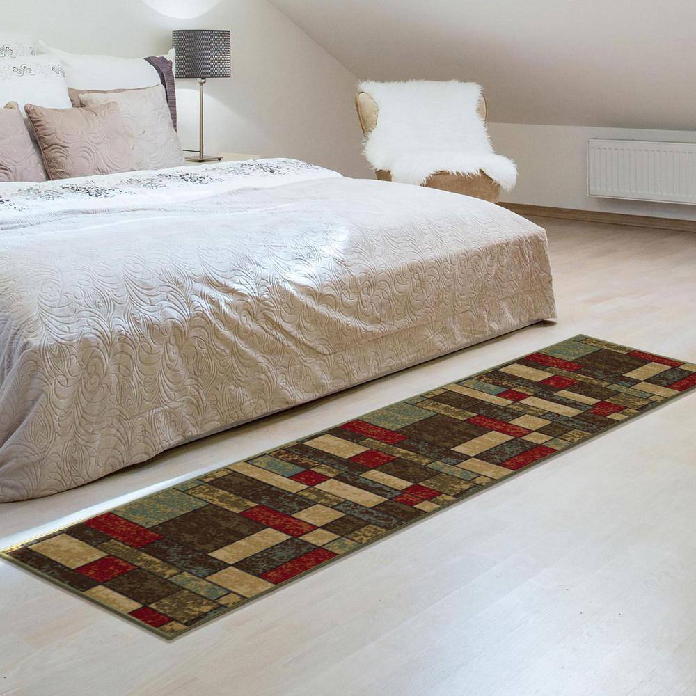 Multicolor Synthetic Non-Slip Runner Rug 1'10" x 7'