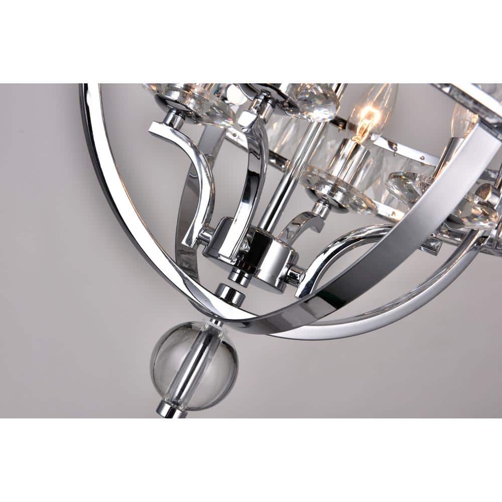 Arkansas Elegance 28" Chrome Orb Cage Chandelier with Candelabra Lights