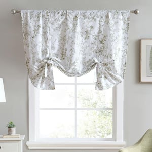 Lindy 1-Piece Green Floral Cotton Valance