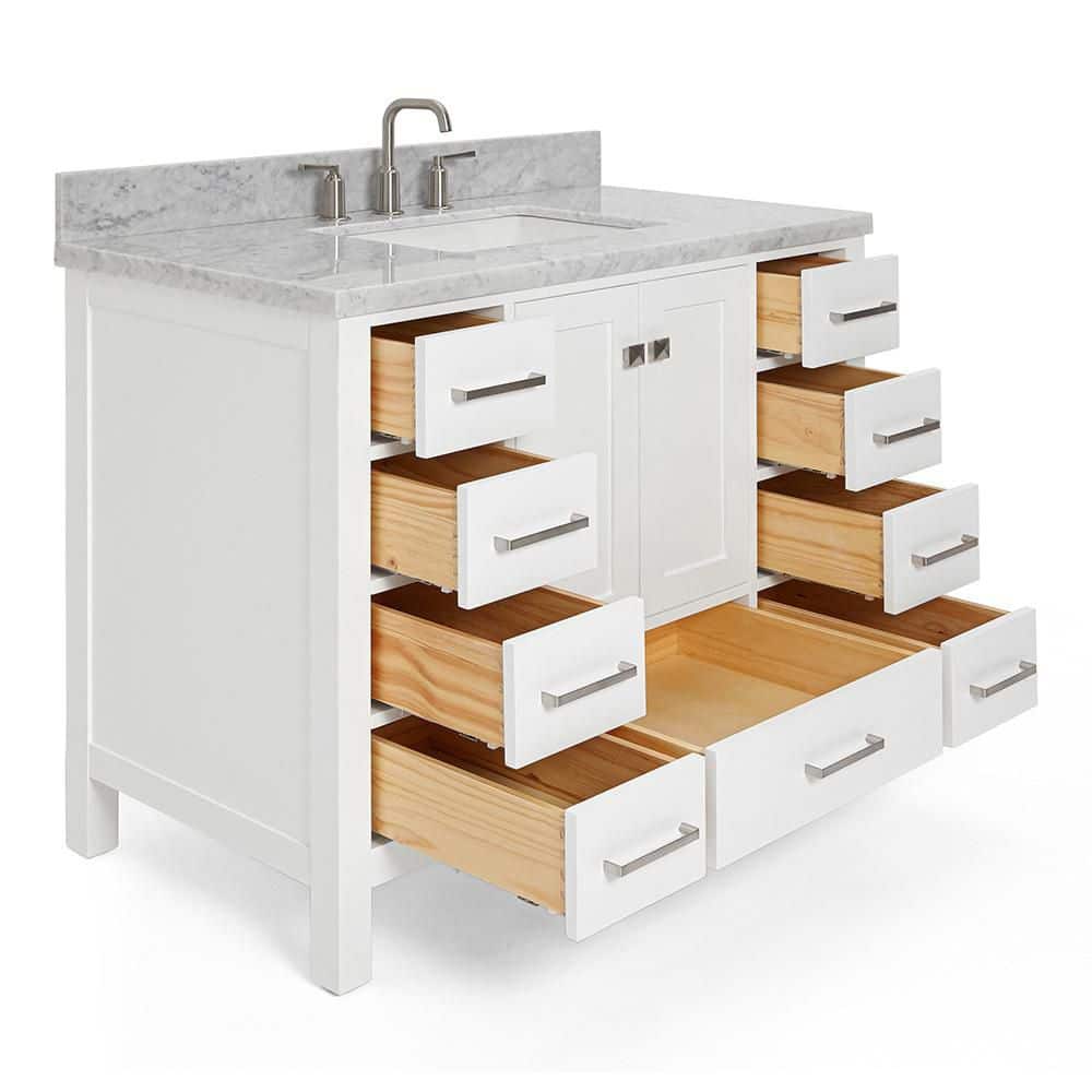 Cambridge 43" White Marble Single Basin Vanity Set