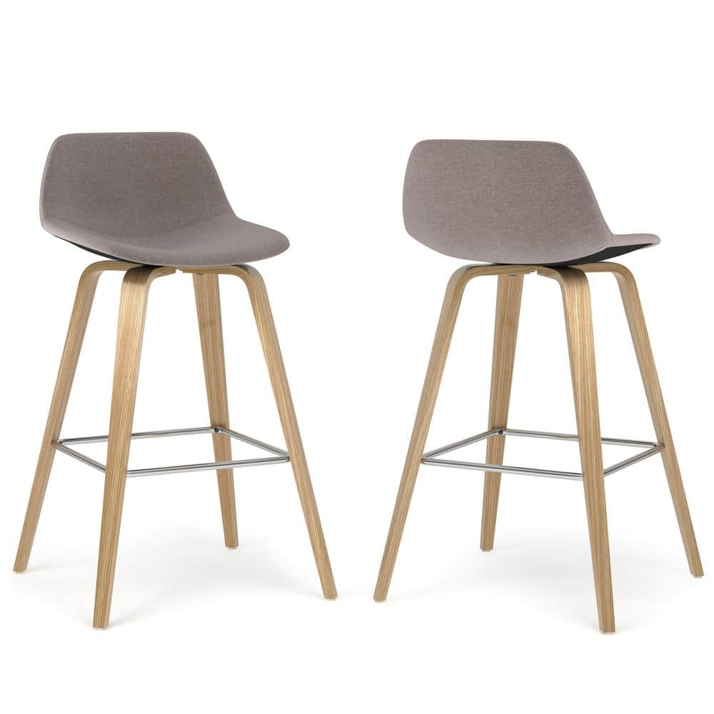 Randolph Mid-Century Modern Mocha Bentwood Counter Height Stools with Oak Legs