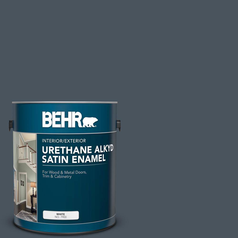 BEHR 1 gal. #N480-7 Midnight Blue Urethane Alkyd Satin Enamel Interior ...