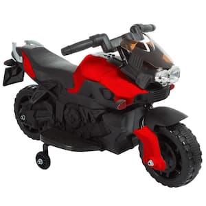 6-Volt Kids Motorcycle Electric Ride-On Toy Motorbike with Training Wheels - Red