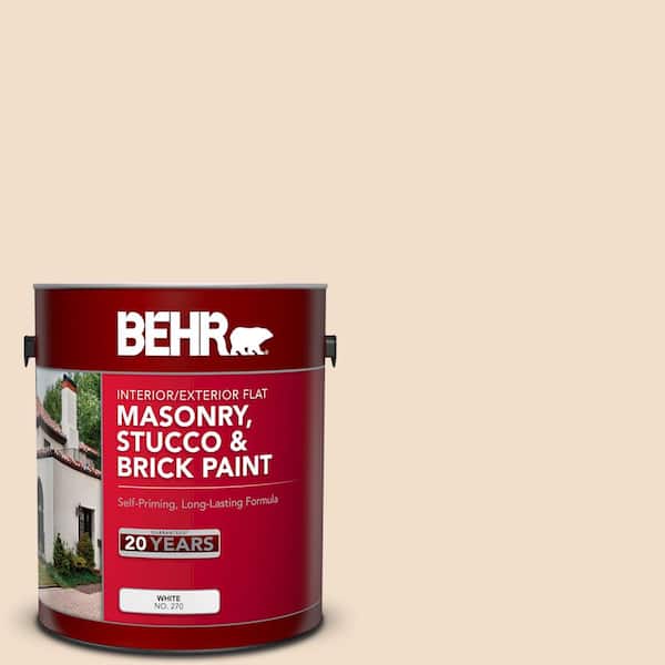 BEHR 1 gal. #S250-1 Macaroon Cream Flat Interior/Exterior Masonry, Stucco and Brick Paint