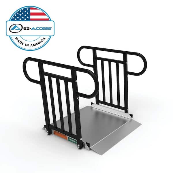 EZ-ACCESS GATEWAY 3G 3 ft. Aluminum Solid Surface Wheelchair Ramp with Black Vertical Picket Handrails