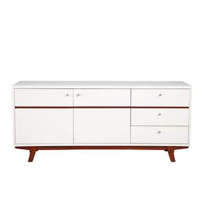 Dakota 18 in. L White with Acorn Accents Rectangle Wood Console Table with Solid Wood