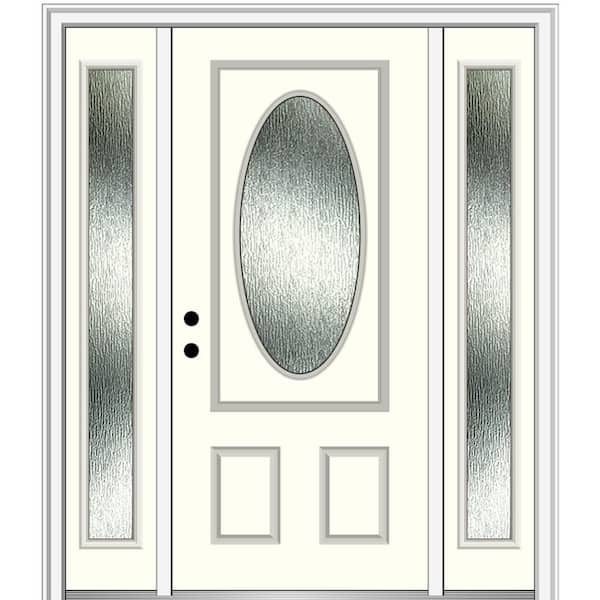 MMI Door 64 in. x 80 in. Right-Hand Inswing Rain Glass Alabaster Fiberglass Prehung Front Door on 6-9/16 in. Frame