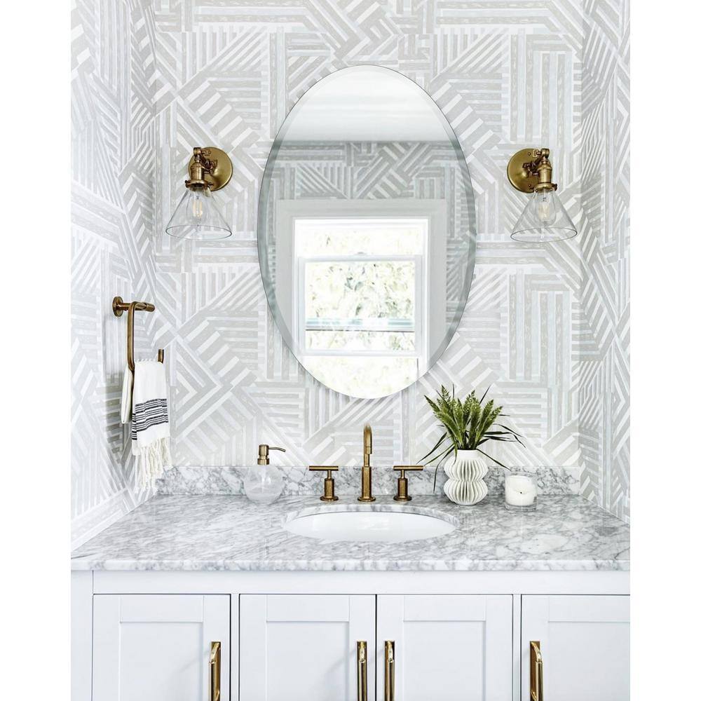 Frameless Oval Beveled Vanity Mirror 22" x 28"