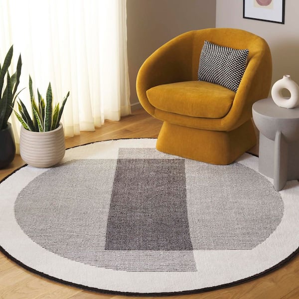 Audrey 6 ft. x 6 ft. Dark Gray/Ivory Rectangular Overlay Round Area Rug