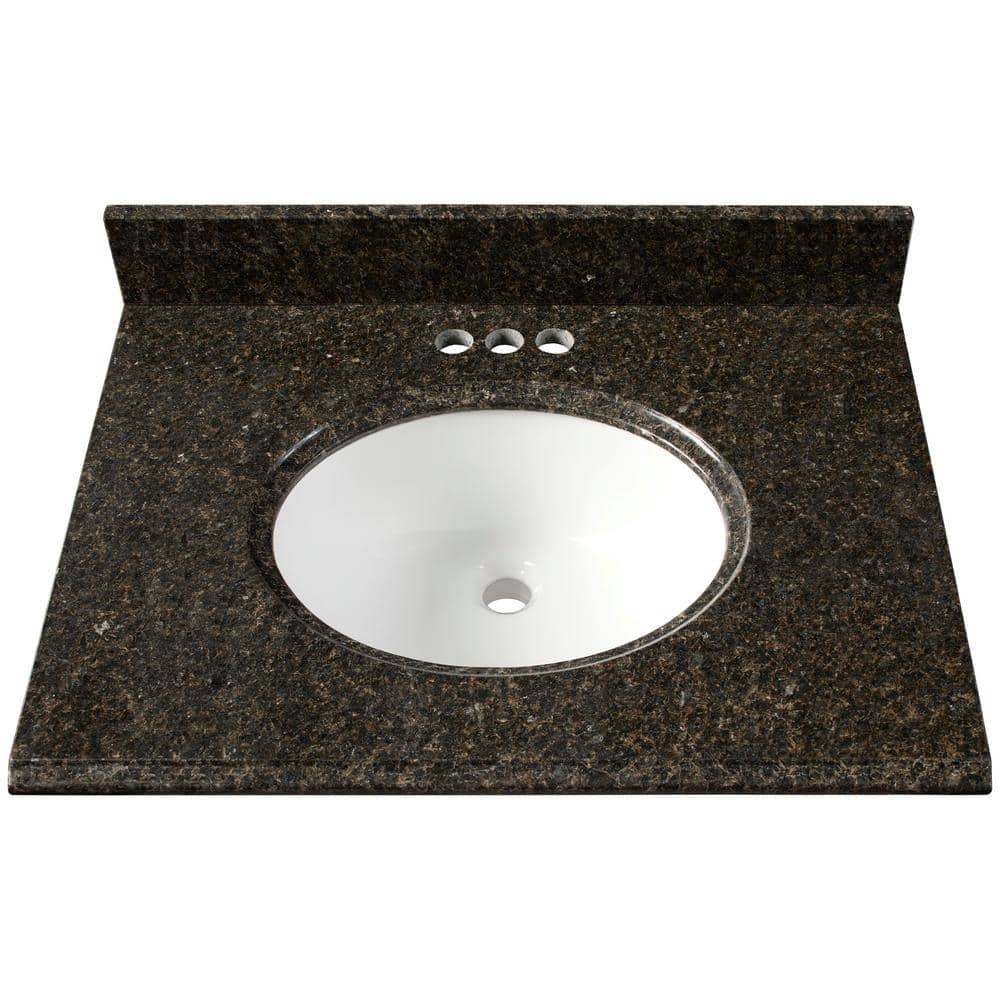 61 in. Granite Vanity Top in Montesol with White Basin 61 in. Granite Vanity Top in Montesol with White Basin
