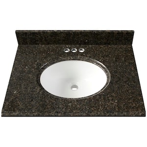 31 in. W x 22 in. D Granite Single Oval Basin Vanity Top in Uba Tuba with 4 in. Faucet Spread and White Basin