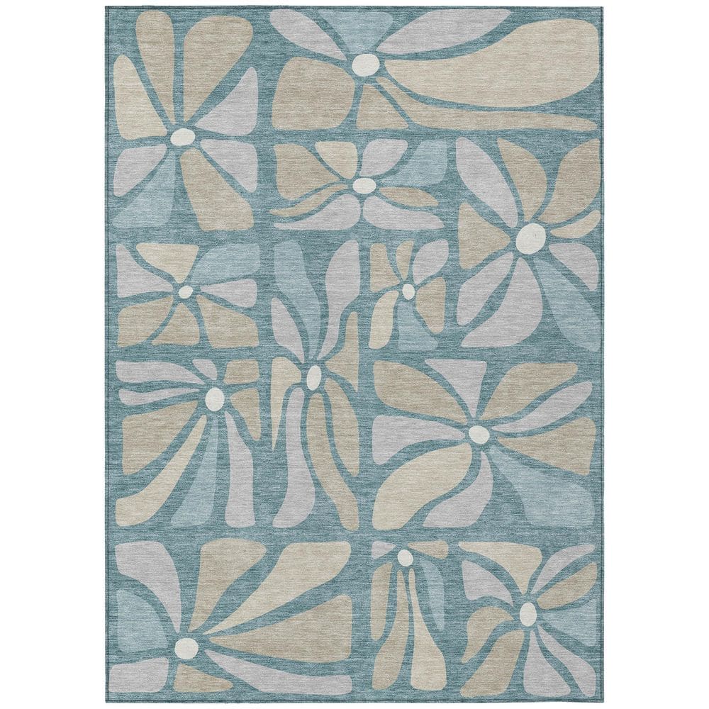 Chantille Machine Washable Indoor/Outdoor Abstract ACN2630 Teal 3 ft. x 4 ft. Area Rug price history on PriceWatchPro