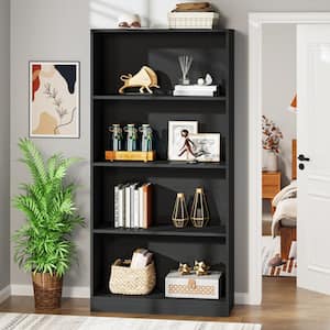 Eulas 70.8 in. Tall Black Wood 9-Shelf Standard Bookcase, Open Display Shelf Storage Cabinet with Interior Shelves