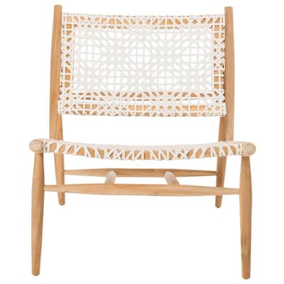 Bandelier Off-White/Natural Leather Accent Chair
