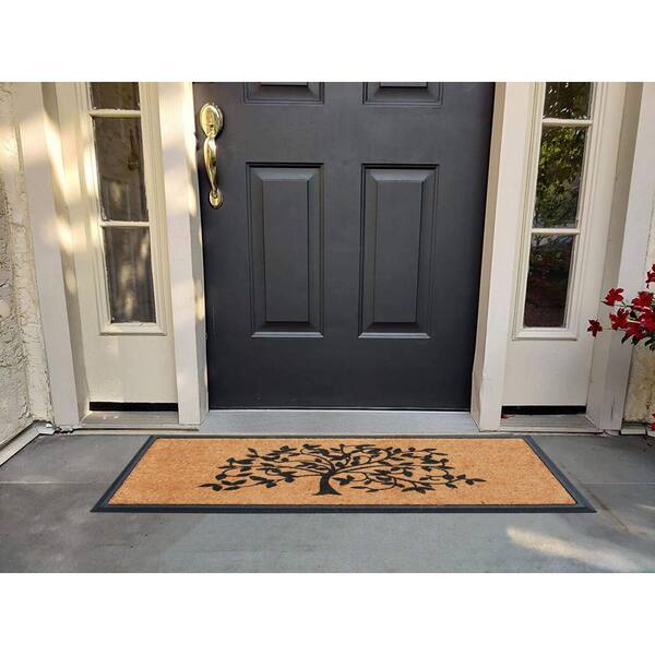 A1 Home Collections A1hc Dirt Trapper Black/Beige 23 in. x 38 in. Rubber and Coir Heavy Weight Large Monogrammed Y Doormat