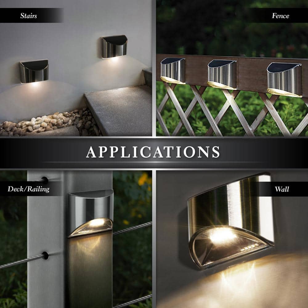 Stainless Steel Solar Powered LED Deck Light with Clear Glass