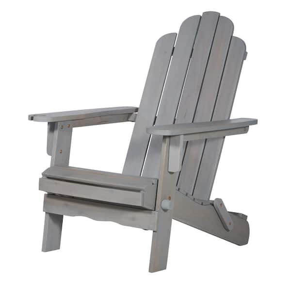 Walker Edison Furniture Company Grey Wash Outdoor Patio Wood Adirondack Chair