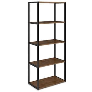 Ralston Solid Acacia Wood Modern Industrial 30 in. Wide Bookcase in Rustic Natural Aged Brown